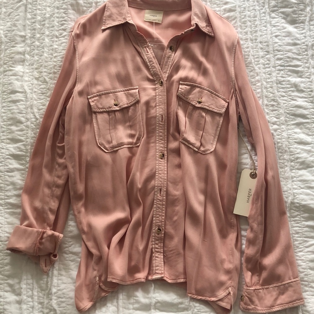 Blush Button Up Top